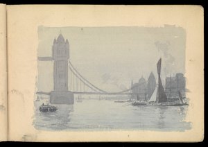 Temze London jelenet, vázlatfüzet alkotó: John Everett