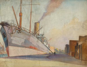 A "Telconia" kábelfektető hajó, 1910-30 körül (olaj, papír) alkotó: John Everett