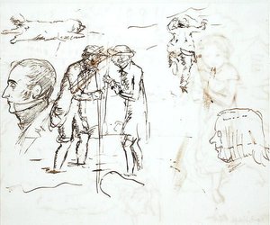 John Ruskin (1819-1900) és William Millais tanulmányainak lapja alkotó: John Everett Millais