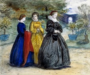 "Mary Queen of Scots" Stuart Mária királynő (1542-1587) vagy I. Mária skót királynő és kísérete. John Everett Millais (1829-1896) (preraffaelita) festménye. alkotó: John Everett Millais