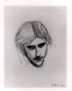 Tanulmány Ferdinánd fejének az „Ariel által csábított Ferdinándhoz”, 1849 (grafit papíron) alkotó: John Everett Millais