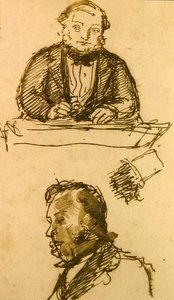 Az aukcióvezető (toll és tinta papíron) alkotó: John Everett Millais
