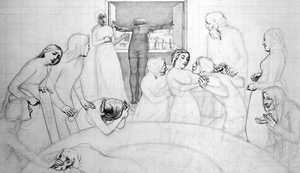 Az özönvíz előestéje, 1850 körül (ceruza, toll és tinta papíron) alkotó: John Everett Millais