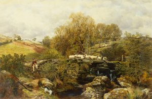 A Pásztor és a juhai egy patak mellett alkotó: John F. Tennant