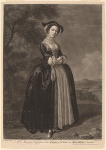 Mrs. Margaret Woffington Mrs. Ford karakterében a Windsori vidám feleségekben alkotó: John Faber II after Edward Haytley