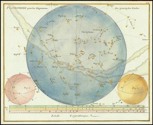 1776 - John Flamsteed - Planisphere for the Alignations of the Principal Stars (A fő csillagok igazodásának planiszférája)