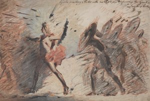 Apollo megelőzi Hektort égiszeivel, és szétszórja a görögöket, Fuseli előadásai alkotó: John Flaxman