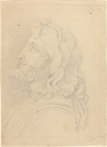 Egy szakállas férfi mellszobra felnézett alkotó: John Flaxman