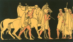 Diomed és Ulysses, visszatérve Rhesus zsákmányával alkotó: John Flaxman