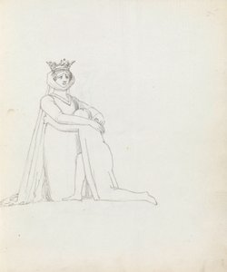 Rajz Mrs Siddonsról, mint Constance, 1783 (toll, tinta és mosás papíron) alkotó: John Flaxman