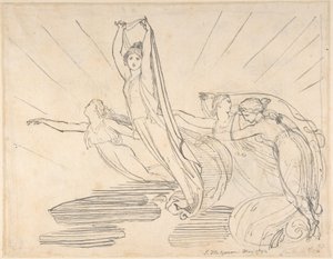 Reggel: Pope Odüsszeiája, 12. könyv (recto); tanulmány a végleges rajzhoz (verso) alkotó: John Flaxman