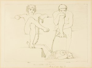 Othus és Ephialtes fogva tartja Ares-t alkotó: John Flaxman