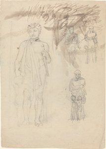 Tanulmányi lap, beleértve a Warrior with Child-t is [recto and verso] alkotó: John Flaxman
