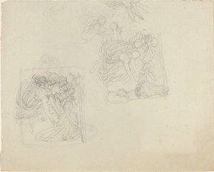 Tanulmányok egy emlékműhöz imádkozó alakig lenyúló angyalokkal [recto and verso] alkotó: John Flaxman