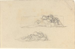 Összebújt figurák két csoportja alkotó: John Flaxman