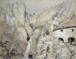 Cigányok, Ronda, a „Spanyolország vázlataiból”, Charles Joseph Hullmandel (1789-1850) metszete, 1836-ban megjelent (színes litó)