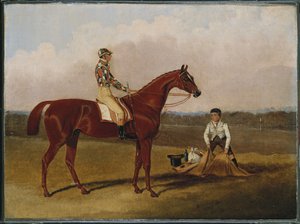 "Barefoot", a versenyló, zsokéval és vőlegénnyel, 1835 alkotó: John Frederick Herring Senior