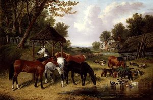 Lovak a tanya mellett (olaj, vászon) alkotó: John Frederick Herring Senior