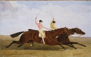Szatirikus William Scott Up-tal Megverte a koronázást John Day Up-al – A St. Leger 1841 alkotó: John Frederick Herring Senior