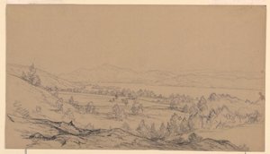 Rajz, George-tó, New York, északkeleti irányban, 1850-65 alkotó: John Frederick Kensett