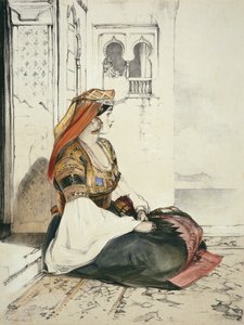 Egy gibraltári zsidó nő, a „Spanyolország vázlataiból”, Charles Joseph Hullmandel (1789-1850) metszetében, 1836-ban