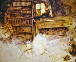 Terrier egy felvidéki nyaralóban (ceruza és akvarell papíron) alkotó: John Frederick Lewis
