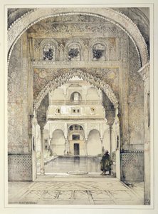 A Nagykövetek Csarnokának ajtaja, „Az Alhambra vázlatai és rajzai” című művéből, William Gauci (fl.1825-54) metszet, 1835 alkotó: John Frederick Lewis