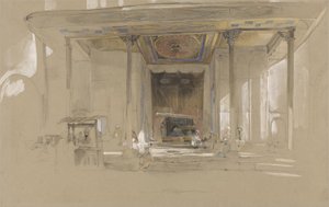 A Nagy Mecset (Ulucami) Bursa főbejárata, Törökország, 1840 körül (wc és testszín grafiton, szőtt papíron) alkotó: John Frederick Lewis
