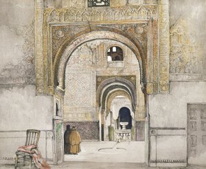A két nővér csarnoka (Sala de las dos Hermanas), az "Alhambra vázlatai és rajzai" című művéből, William Gauci (fl.1825-54) metszete, 1835 alkotó: John Frederick Lewis