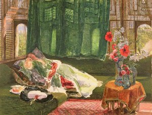 A szieszta, 1876 körül (WC és gouache grafiton) alkotó: John Frederick Lewis