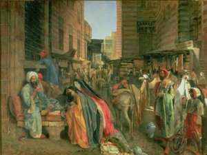 A Ghooreyah utca és mecset, Kairó (panel) alkotó: John Frederick Lewis