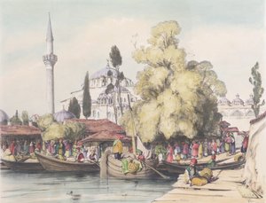 Tophana, 15. tábla a „Konstantinápolyi illusztrációkból”, a művész vésette, kocsma. 1838 alkotó: John Frederick Lewis