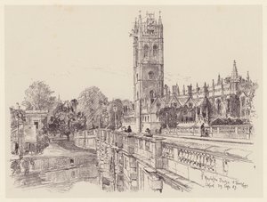 Magdalen College a hídról (litográfia) alkotó: John Fulleylove