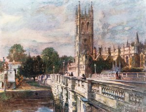 Magdalen torony és híd (színes litográfia)
