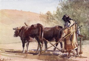 Szántás az Olajfák hegyén (színes litó) alkotó: John Fulleylove