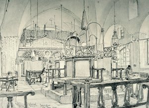 Spanyol zsinagóga Jeruzsálemben – belső tér, 1902. alkotó: John Fulleylove