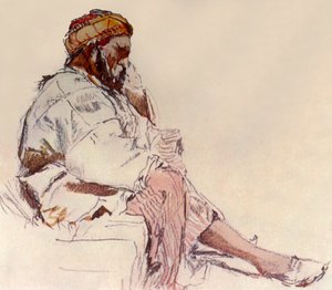 Szíriai paraszt Ülő: Profilban, 1902. alkotó: John Fulleylove