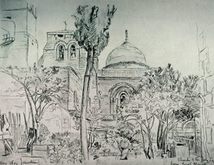 A Szent Sír-templom a görög kolostor kertjéből, 1902. alkotó: John Fulleylove