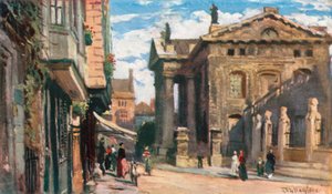 A Clarendon épület, kelet felé nézve (színes litográfia) alkotó: John Fulleylove