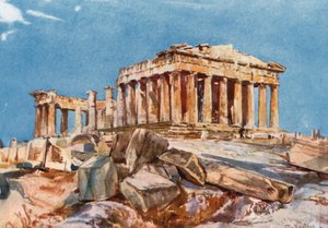 A Parthenon a Propylaea keleti portikuszának északi végéből alkotó: John Fulleylove
