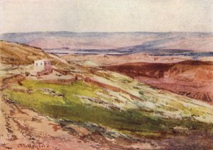 A Jordán völgye, az Olajfák hegyétől (színes litho) alkotó: John Fulleylove