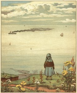 Lány a tengerre néz (színes litó)