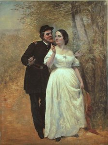 Udvarolás (olaj, vászon) alkotó: John George Brown