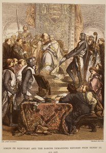 Simon de Montfort és a bárók reformokat követelnek III. Henriktől, 1258, Thomas Bolton metszet alkotó: John Gilbert