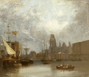 St Mary Redcliffe az úszó kikötőből (olaj, vászon) alkotó: John Glen Wilson