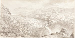 Hegyi völgy vízeséssel alkotó: John Glover
