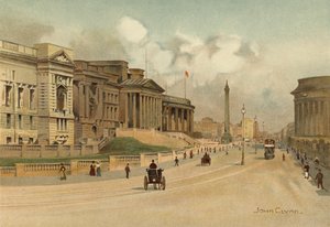 Liverpool: William Brown Street, műszaki iskola, múzeum és ingyenes könyvtár (színes litho)