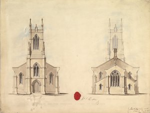Tervezés a javasolt Middlesborough-i templomhoz, 1837