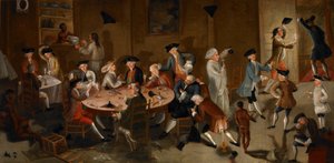 Tengeri kapitányok Surinamban, 1752-58 körül (olaj, ágytakaró) alkotó: John Greenwood