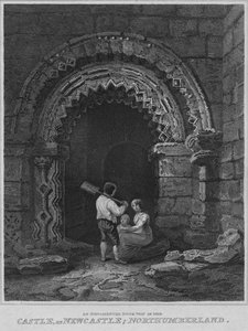 Díszes ajtóút a kastélyban, Newcastle-ben, Northumberland, 1814 alkotó: John Greig